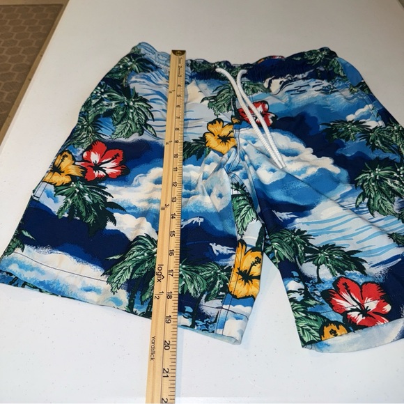 GAP 10" Pool Swim Board Shorts Mens Sz Small Hawaiian Blue Floral Resort Pockets - Picture 6 of 10